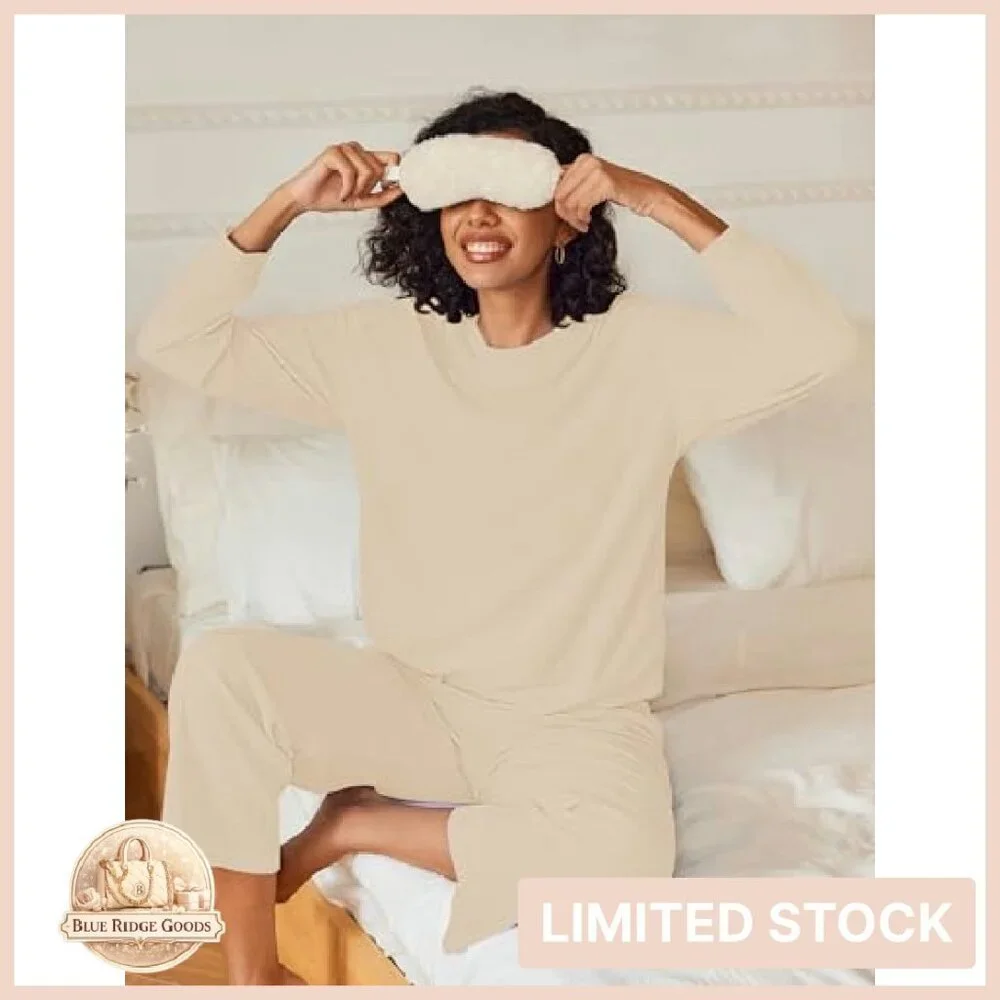 Fuzzy Fleece Long Sleeve Pajama Set Cozy Chic Lounge Wear Pockets